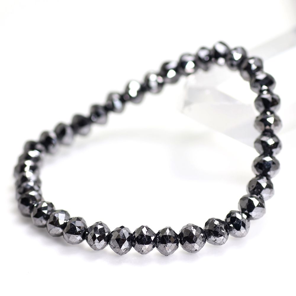 トップクォリティ]ブラックダイヤモンドブレスレット（約6.7-7.1mm玉