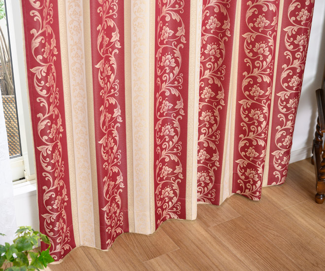 遮光裏地付き二重カーテン アラベスク柄が美しいジャガードカーテン