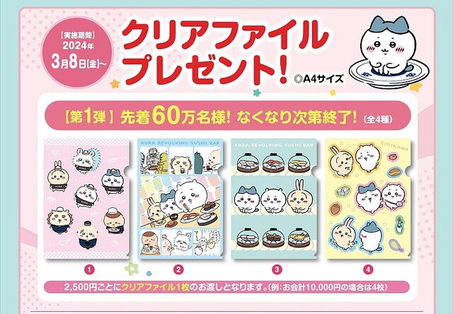 ちいかわ』の「くら寿司」コラボ開催！お寿司姿になったハチワレや