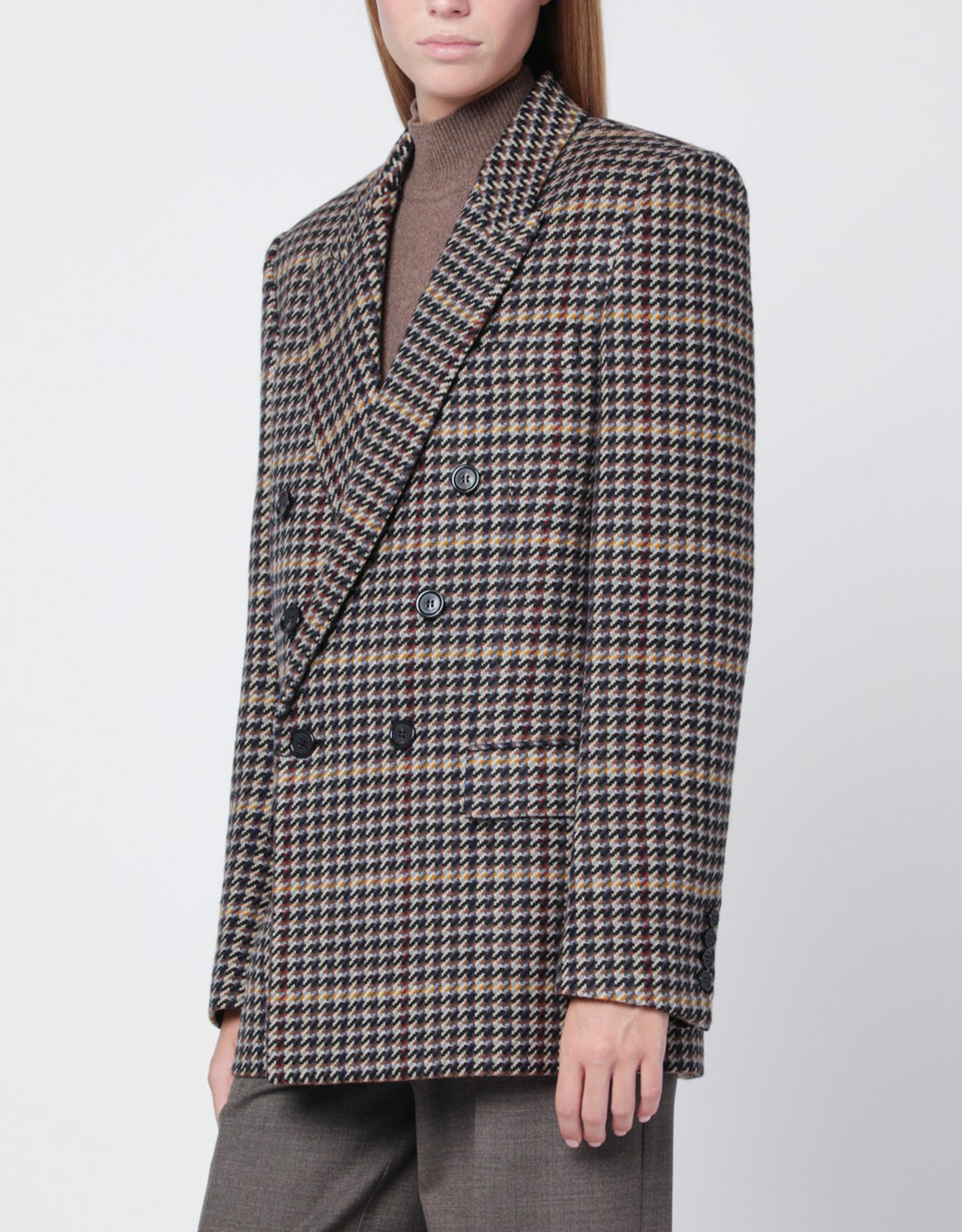 Saint Laurent ウールチェック ダブルブレストジャケット (すべての