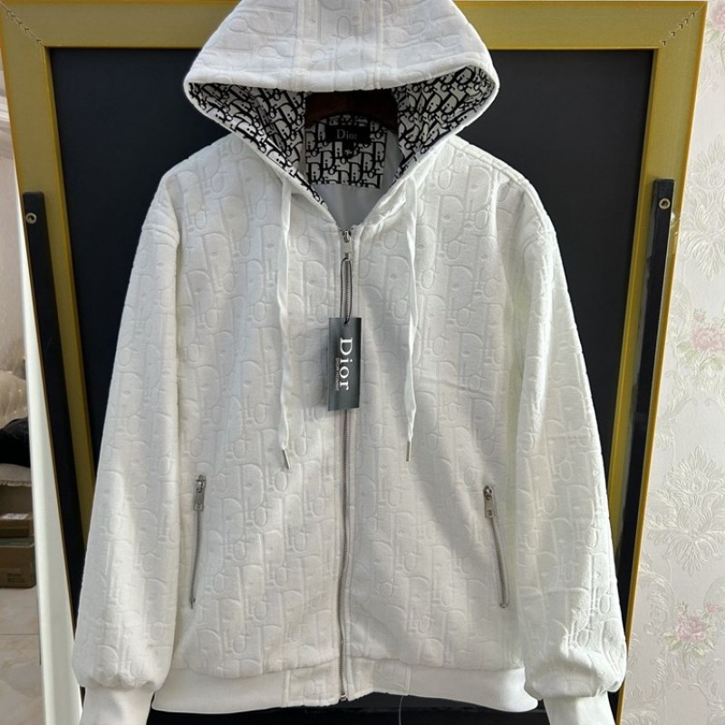 ディオール dior パーカー フード付き 白 ゆったり メンズ 2024新品
