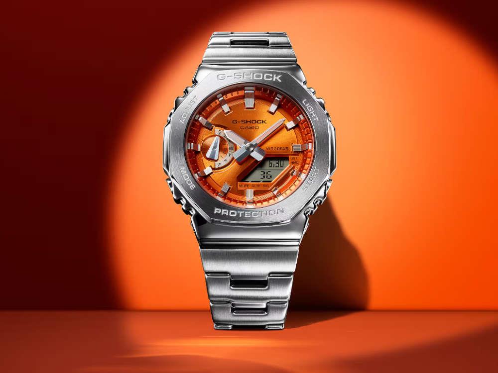 G-SHOCK Casio G-Steel Quartz Watch, Orange, 49.3mm × 44.4mm, GM