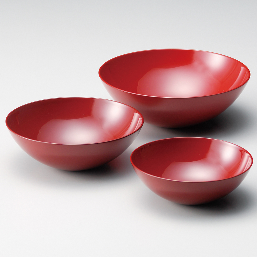 盛器セット 無地 総朱/溜 3個セット 漆塗り (製造中止) 漆器の井助