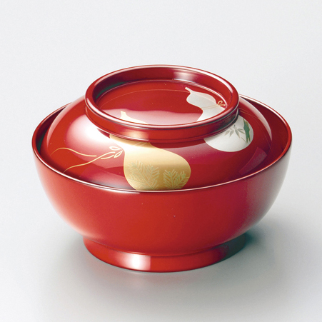 小煮物椀 朱/黒 瓢 菓子椀 5客セット 漆塗り（製造中止） 漆器の井助