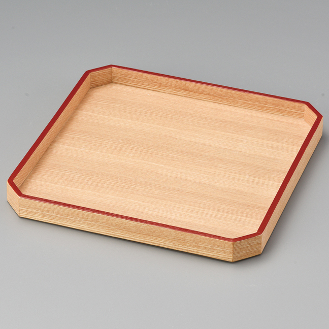 隅切盆 8.5 白木塗 天朱/天黒 木製 11-11501/11502 (製造中止) 漆器の井助