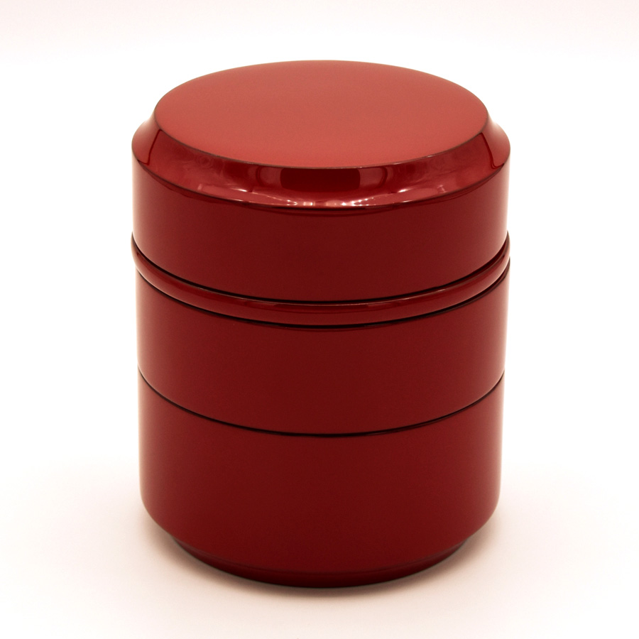 丸三段弁当箱 朱 木製 漆塗り【製造中止・在庫限り】 漆器の井助