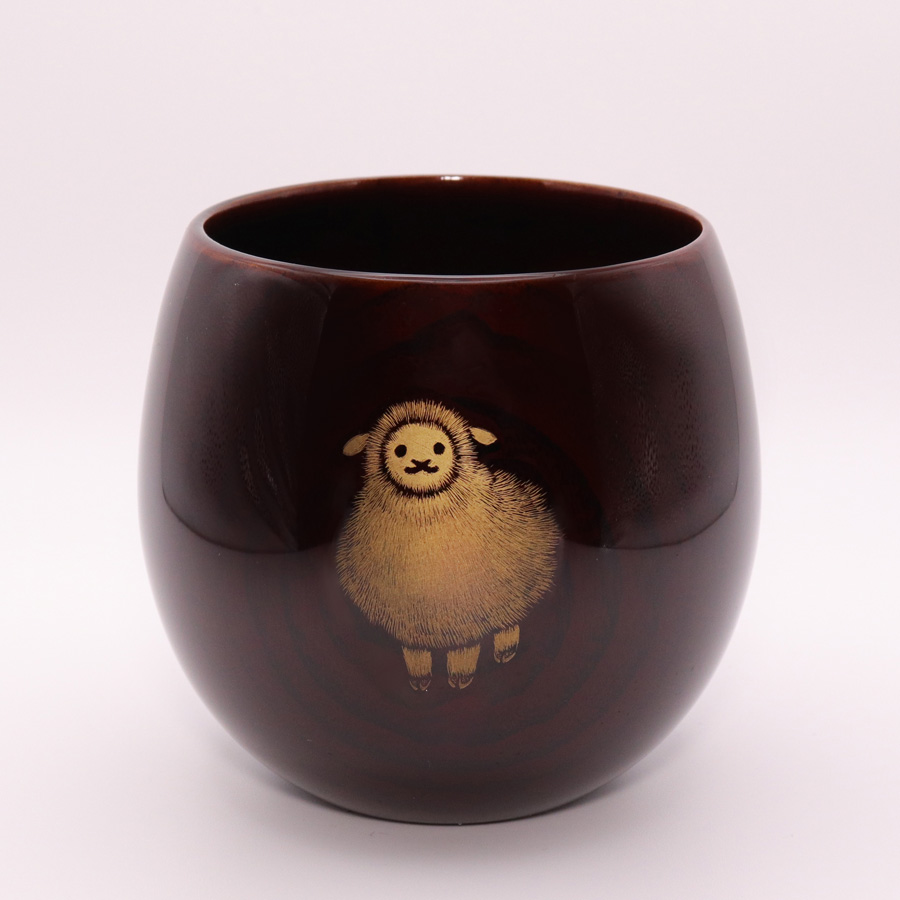 干支カップ 木地呂 沈金 木製 漆塗り 漆器の井助