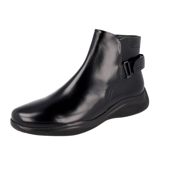 PRADA Leather Toblach High-Top Sneakers Booties - 4T3450 Black | eBay