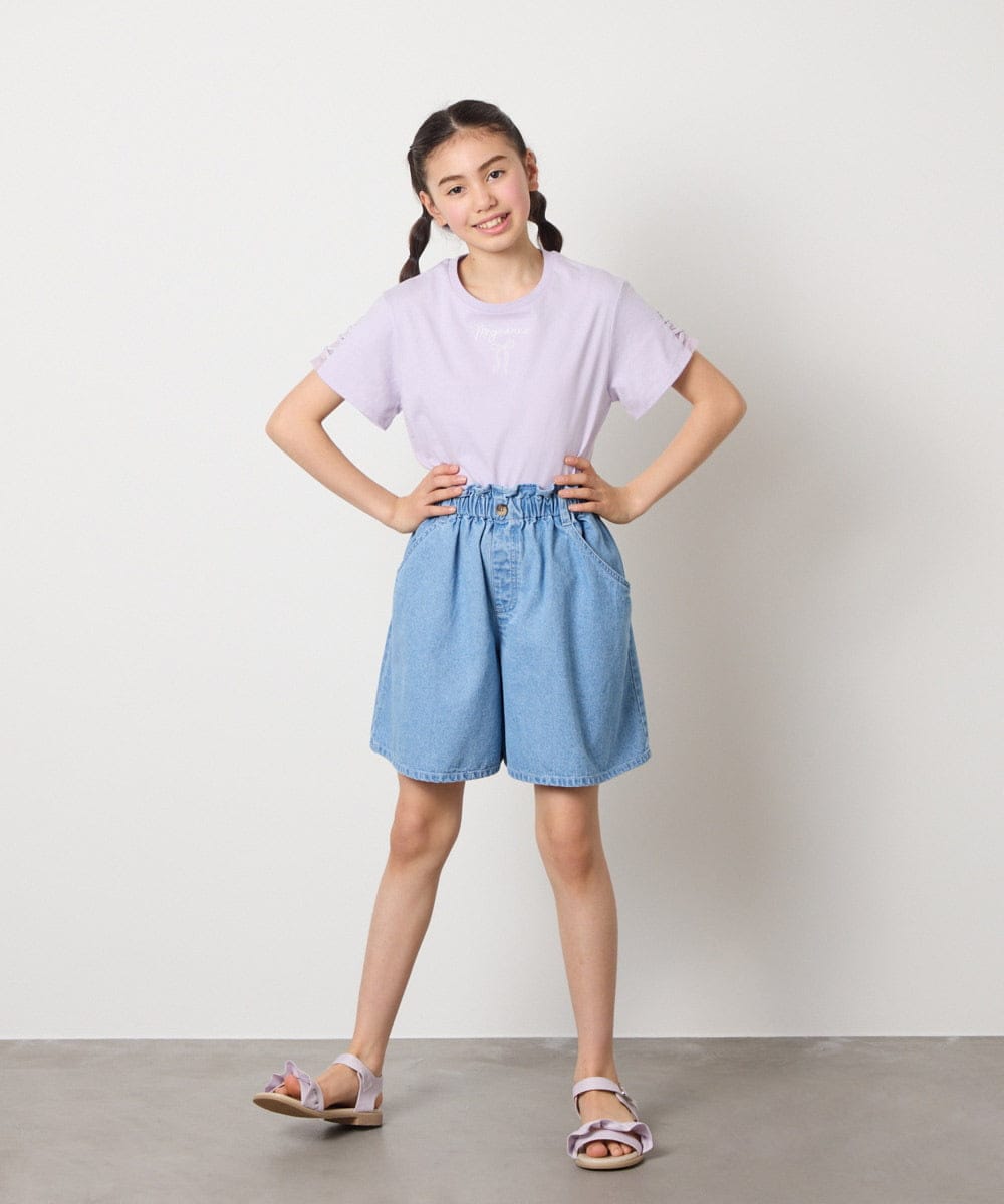 19-23cm][キラキララメ][コットン素材の優しい風合い]フリルサンダル