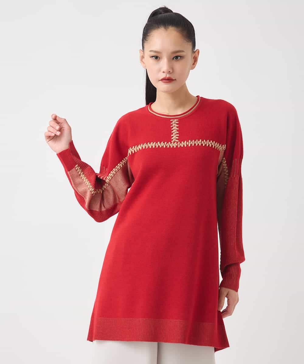 プレーティング刺繍ニットチュニック(チュニック) | HIROKO BIS(ヒロコ