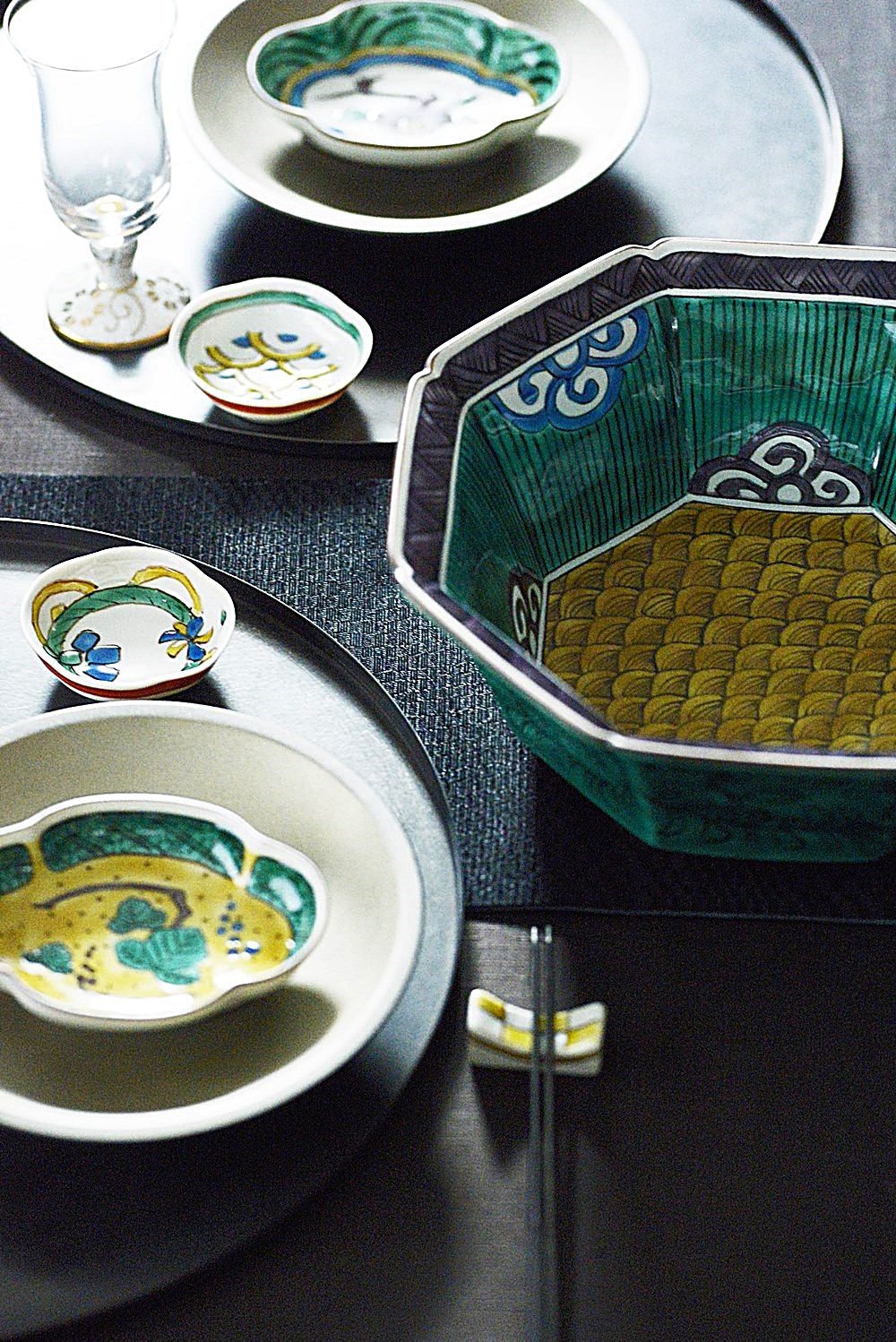 受注制作品] 瑛生の器（九谷美陶園）｜青海波文様八角七寸鉢｜作家の器