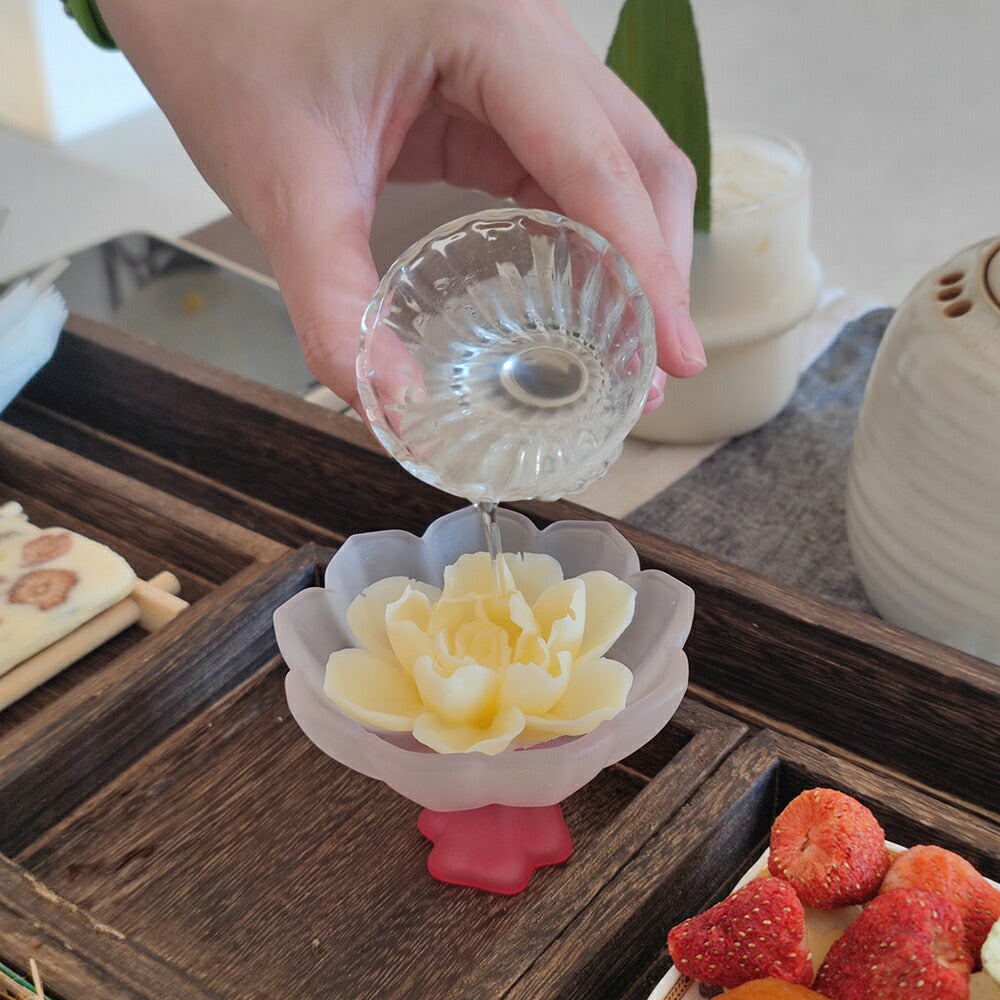 IwaiLoft 蓮の花 瑠璃 グラス 小皿 小鉢 ガラス 小さめ ゴブレット