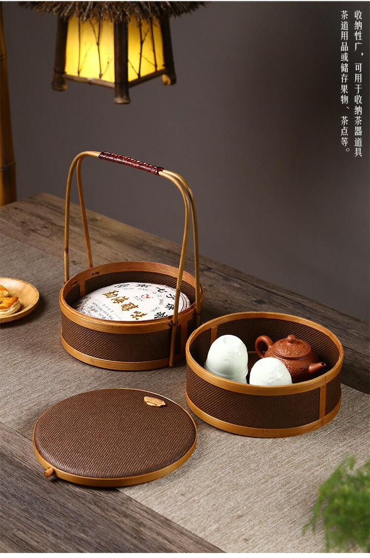 凛とした佇まいが美しいかご 竹 かご ハンドル付き 一段 二段 三段