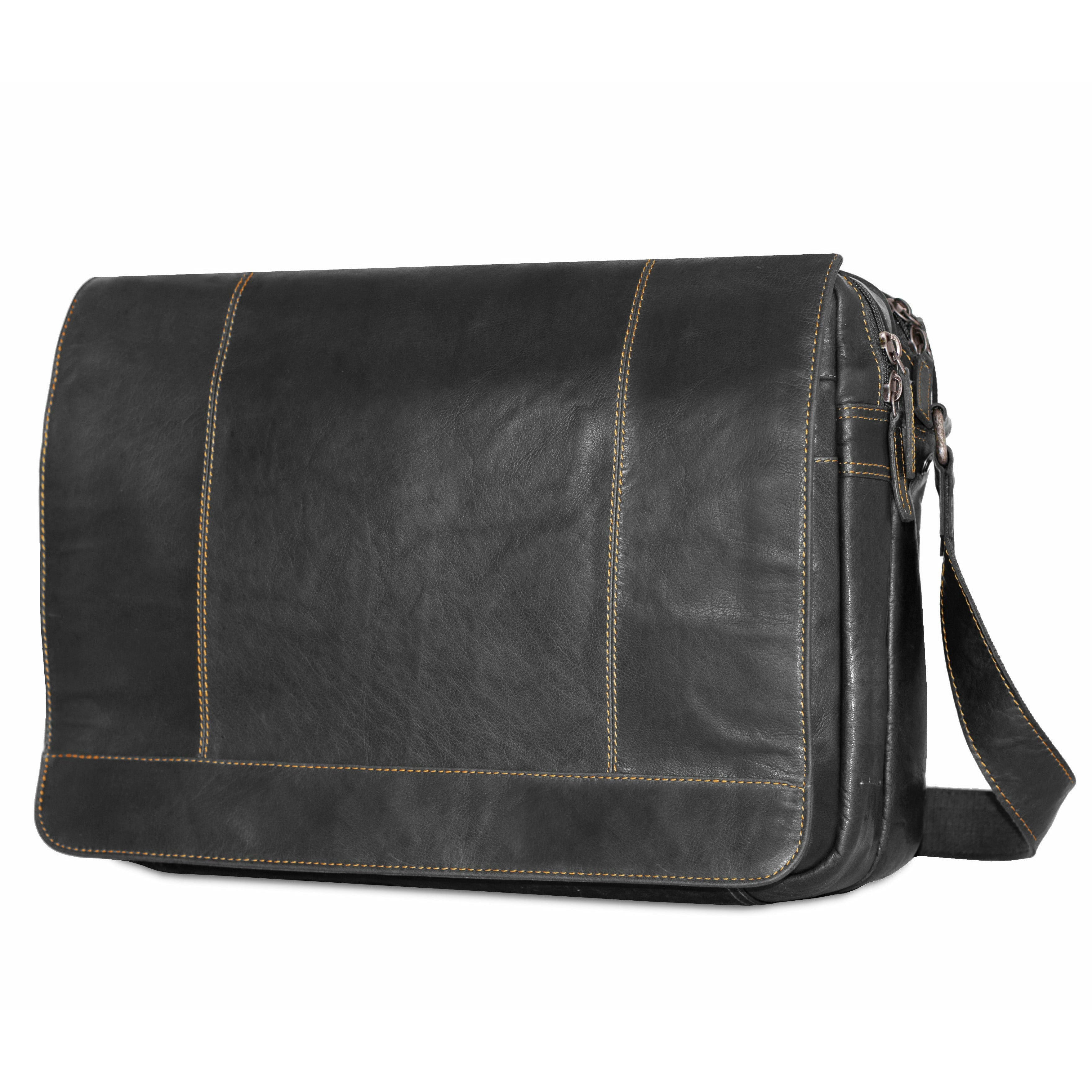 Leather Messenger Bag; Large, Travel - Voyager #7325 | Jack Georges