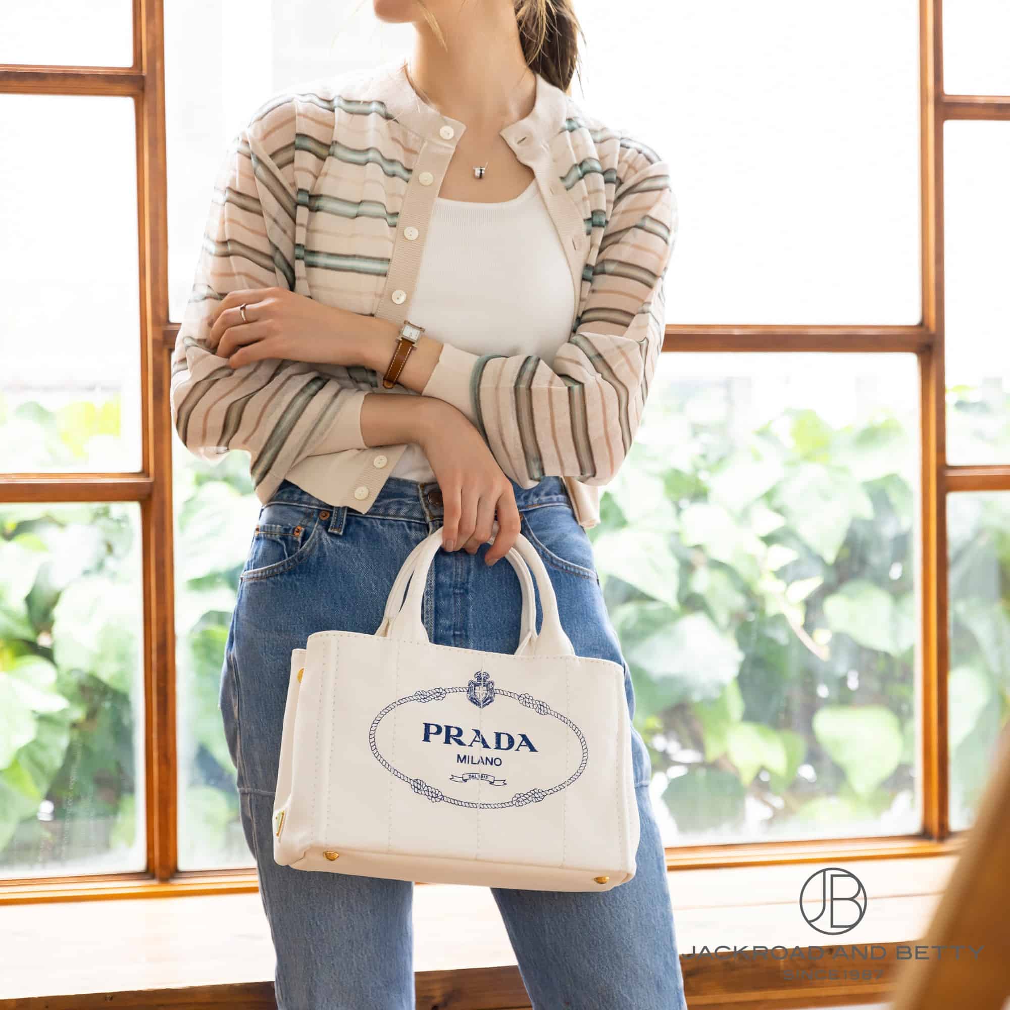 デニム ファブリック ハンドバッグ ホワイト 白[1BG439 ZKI F0UB0