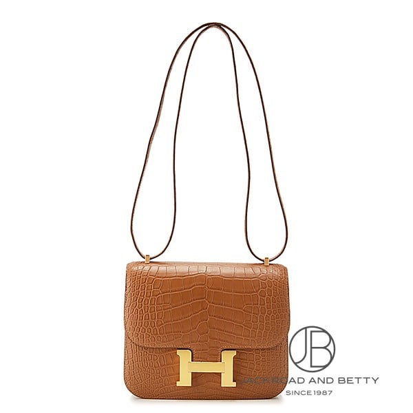 コンスタンス ミニ ミラー 18 アリゲーターマット ゴールド ブラウン