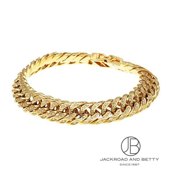 K18 6面 ダブル 95g 21cm ダイヤ ブレスレット 造幣局刻印有り 1.632ct