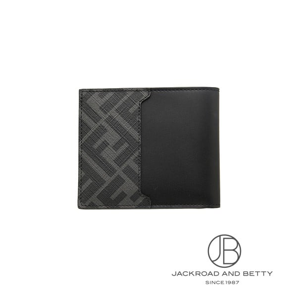 FFスクエア 二つ折り 財布 ブラック 黒[7M0356AFF2F0GXN] FF Square