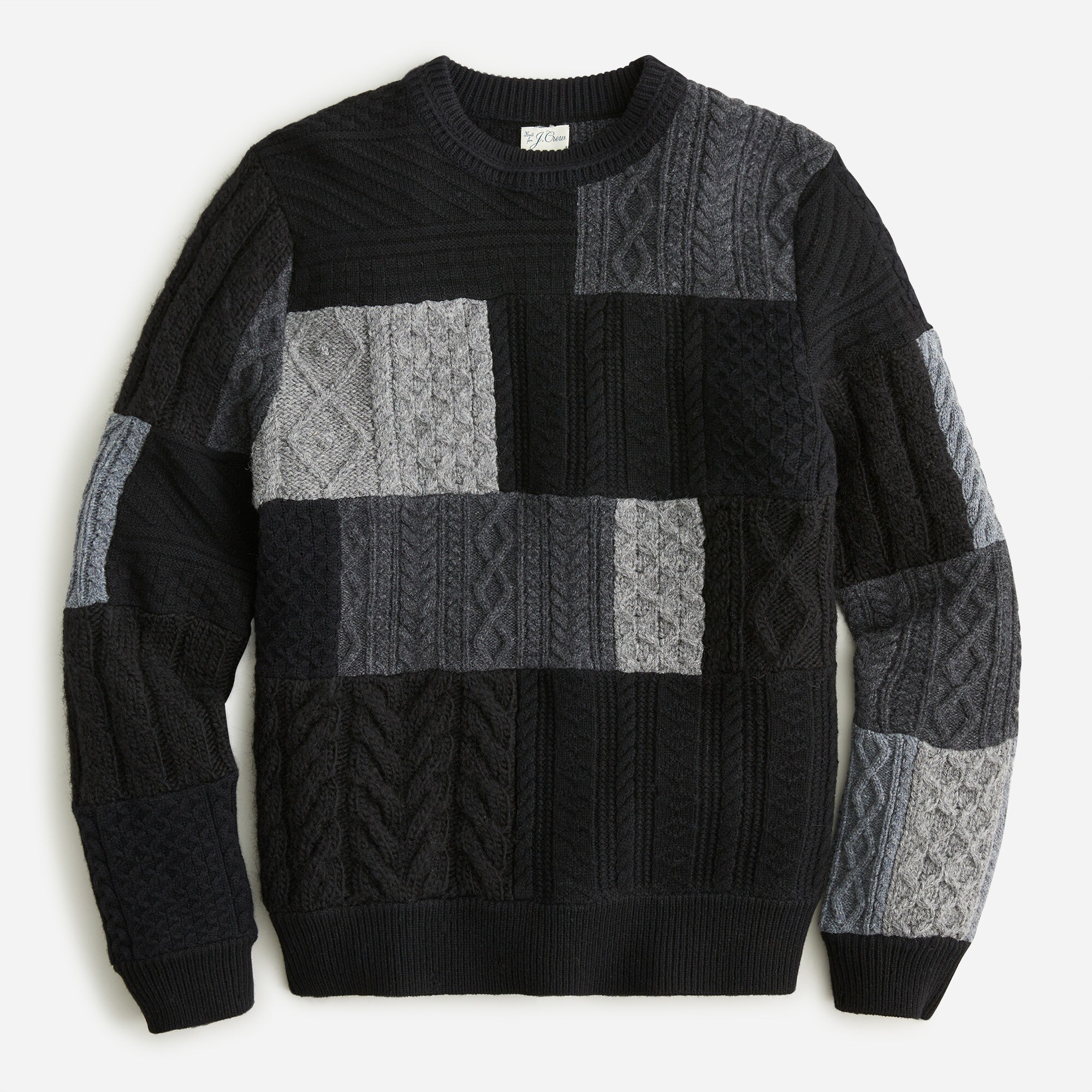 Patchwork Cable-knit Sweater In Wool Blend For Men | J.Crew