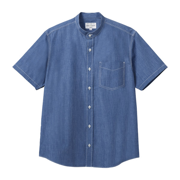 EP-8905】 バンドカラー ダンガリーシャツ(半袖) | オリジナルTシャツ