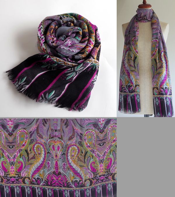 大判 ストール】SS/AW Etro(エトロ）のペイズリー風/ホワイト