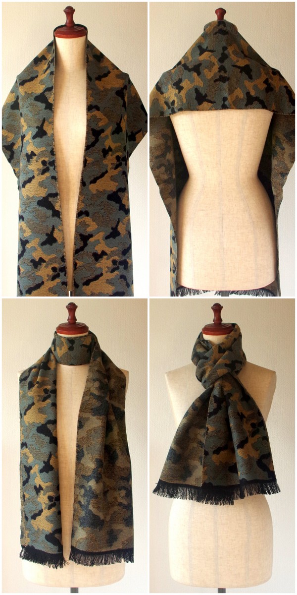 P.CORNILLON（コルニヨン）マフラー 迷彩柄 カモフラージュ メンズ