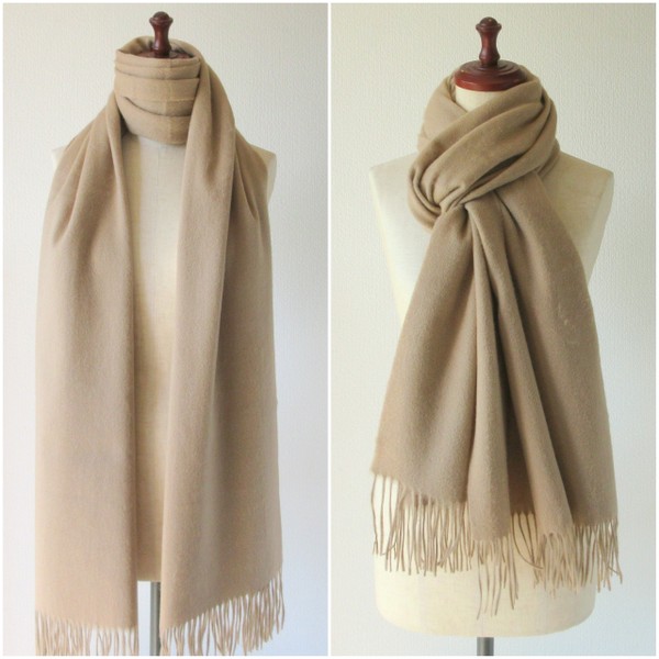ストール 大判 ウール 100% 秋 冬 秋冬 カシミヤタッチ 厚手 無地