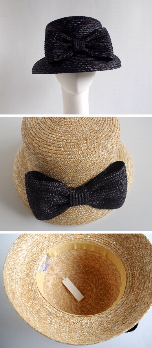 GREVI グレヴィ帽子】前 リボン 麦わら帽子 ストローハット UVカット