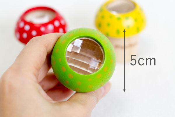 マッシュルームカレイドスコープ緑 きのこの万華鏡 ｜木のおもちゃ専門