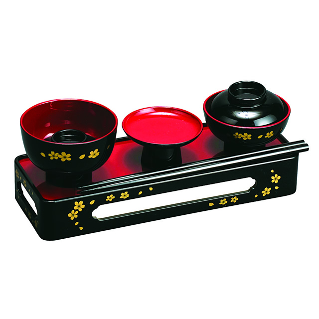 OB-0302 【仏膳・他】略式仏膳 蒔絵 桜 6.5寸 お仏壇お仏具の専門店 佛法堂