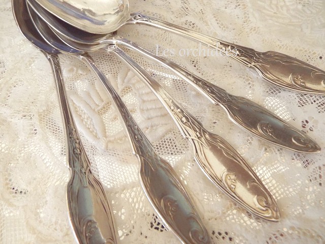 フランス アンティーク シルバー 純銀 ティースプーン スズラン