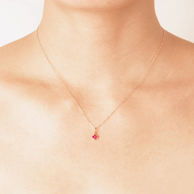 K18/Pt「ルビー ミニピコクローバー」ペンダントトップ