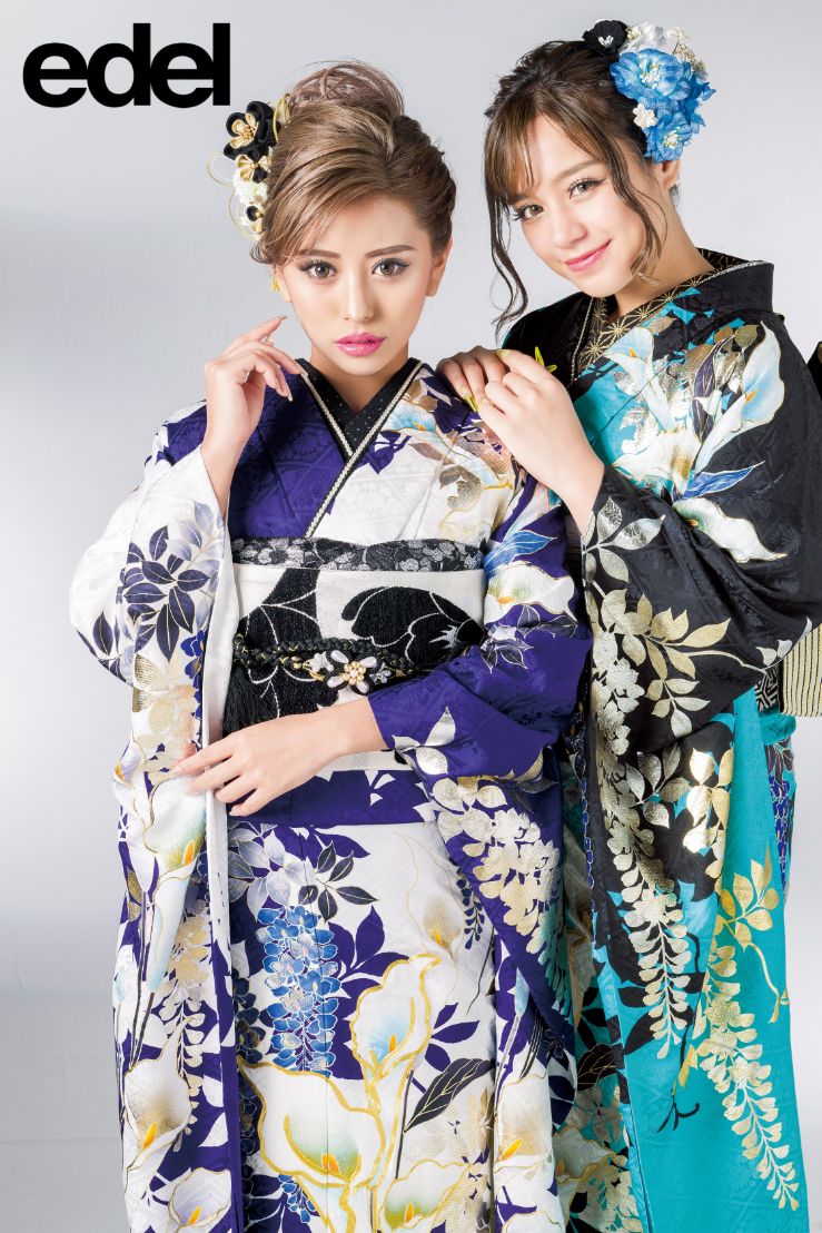 白と青のスタイリッシュな競演｜華やかに映える洋花柄モダン振袖