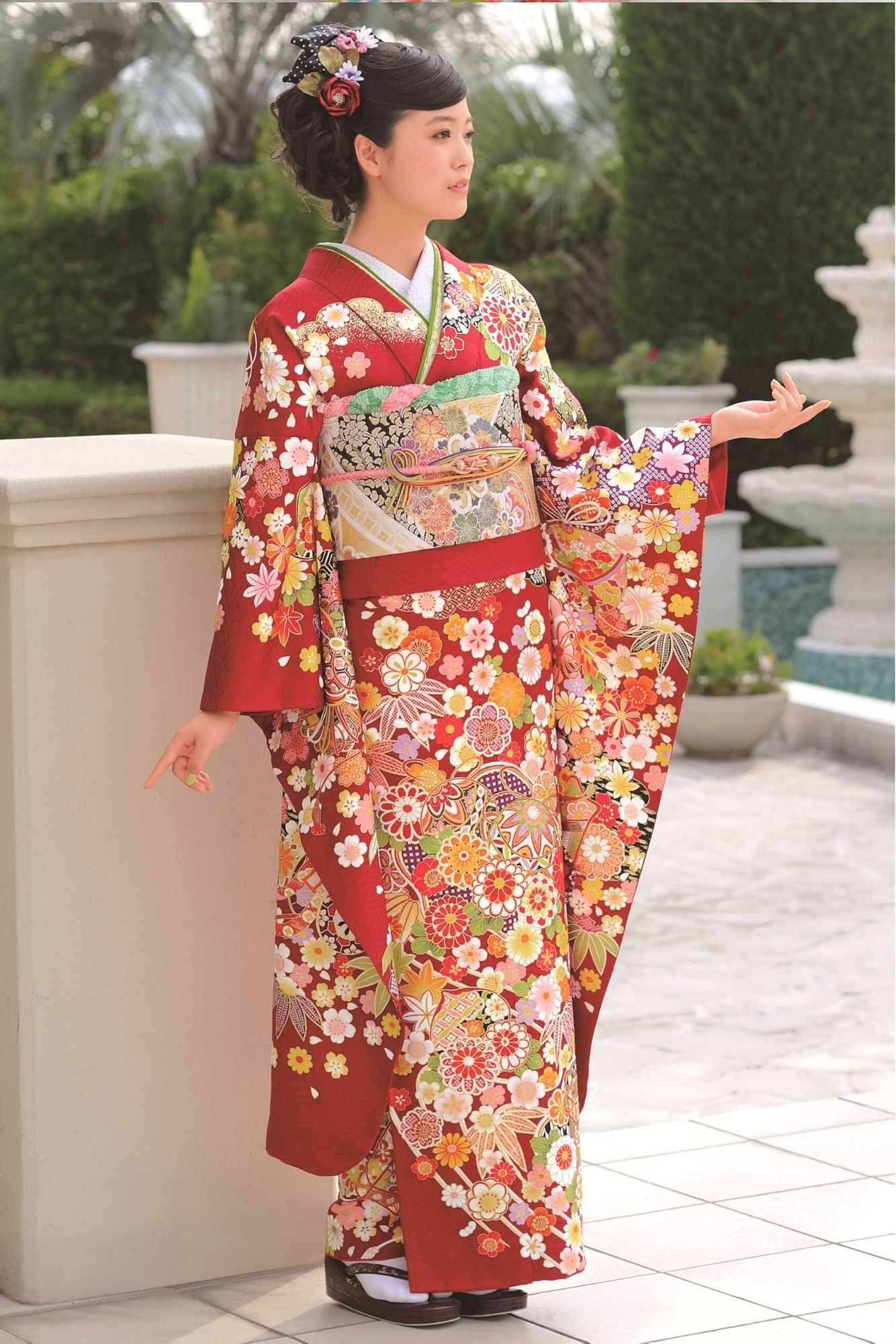 ≪お得品≫ 振袖セット 成人式 正絹 高級 古典柄 赤 S*117