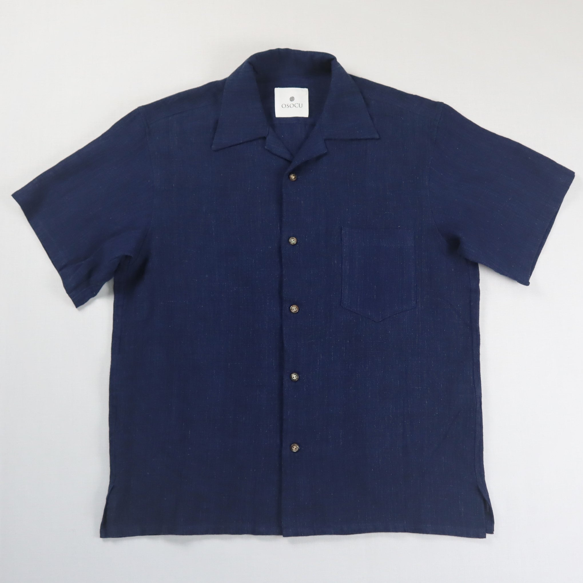 備後節織 綿麻節織 半袖開襟シャツ 藍染 – OSOCU