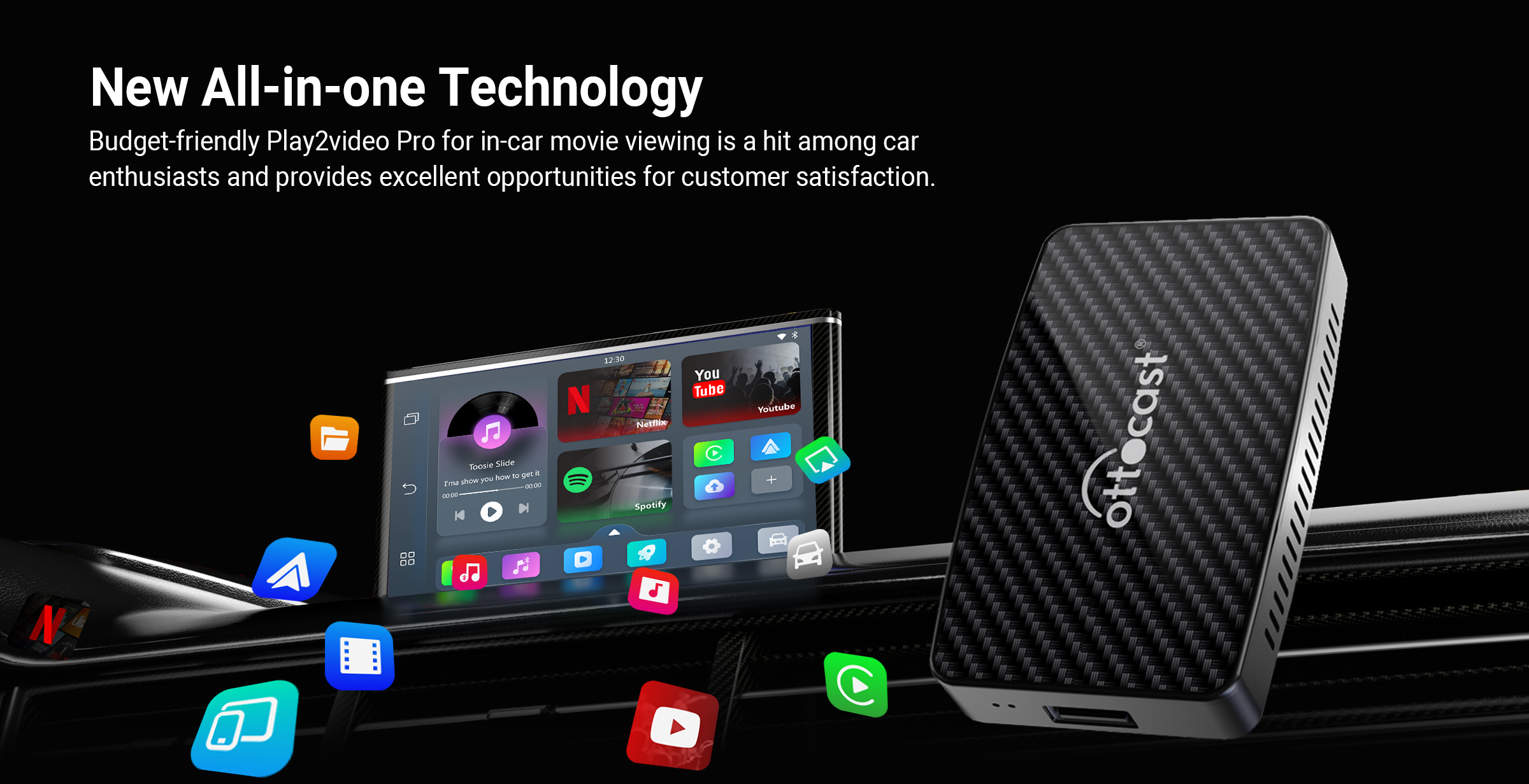 Affordable Play2Video Pro With Wireless Carplay & Apps