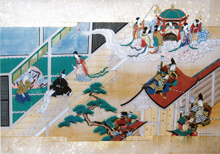竹取物語絵巻』「かぐや姫の昇天」（国文学研究室蔵） │ 東京大学