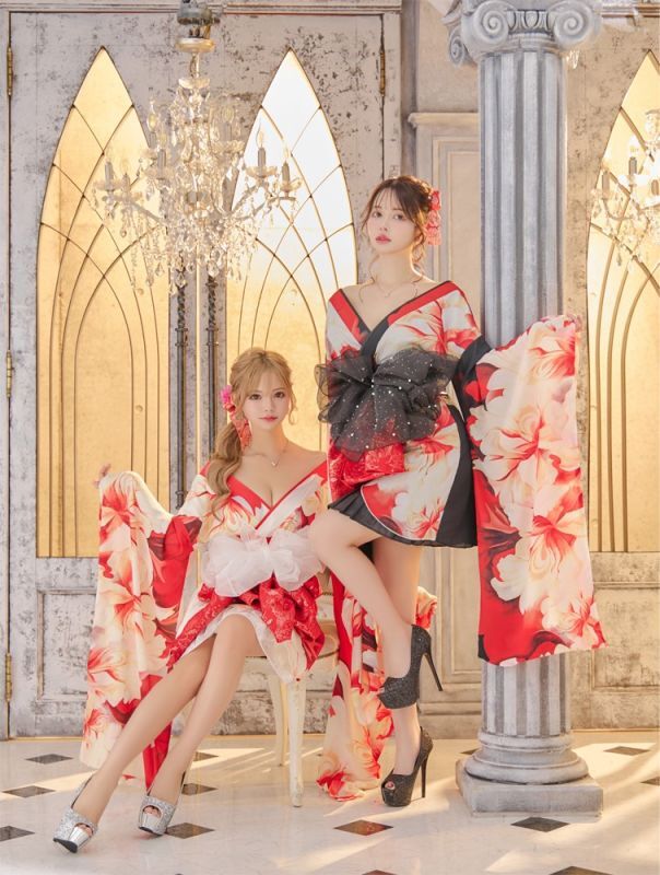 高級ライン】【2点セット】シフォン 花柄 アシンメトリー ミニスカート