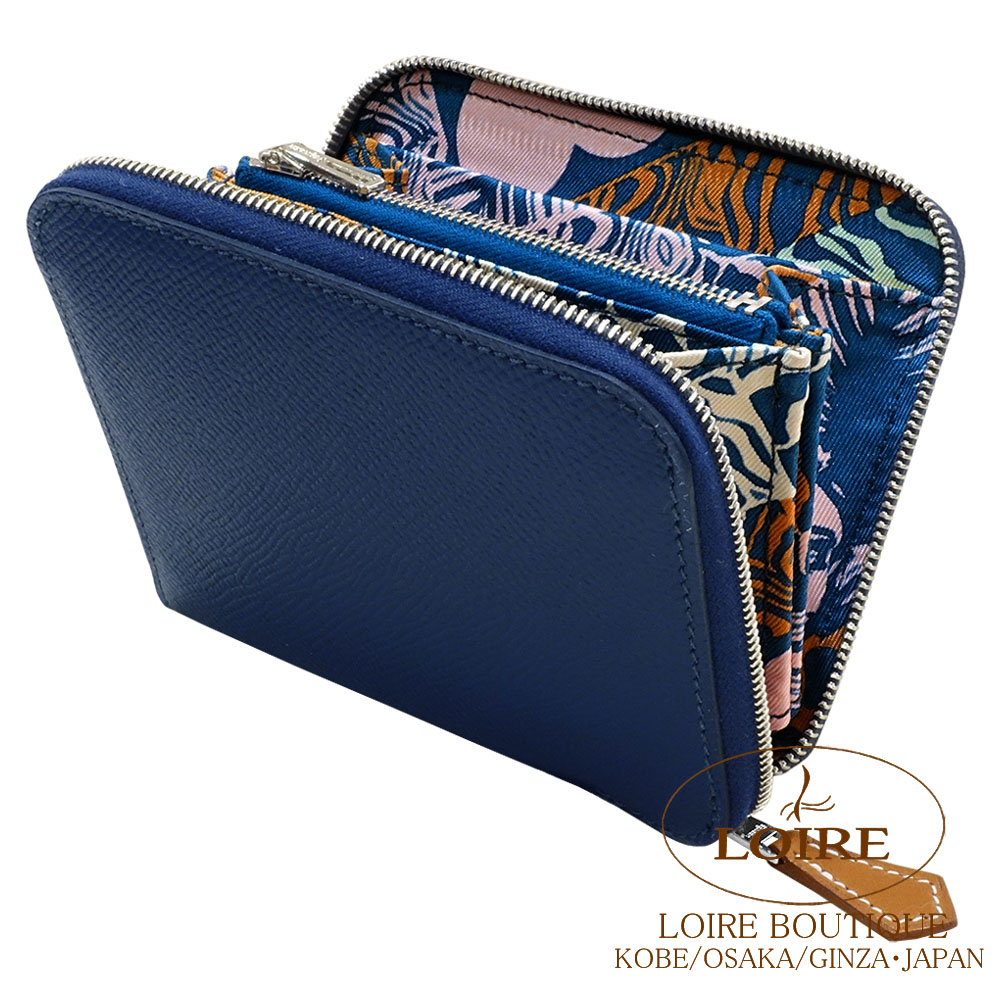 HERMES エルメス ケース アザップ シルクイン コンパクト ネイビー エルメス<br>アザップ シルクイン コンパクト<br>ブルードプリュス