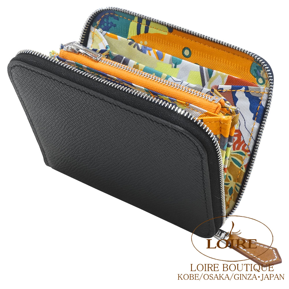 エルメス　シルクインコンパクト エルメス<br>アザップ シルクイン コンパクト<br>クロ×オレンジ<br