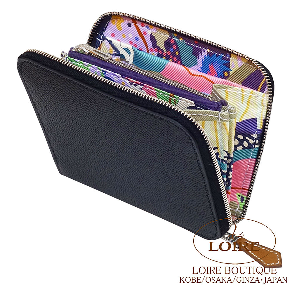 HERMESエルメス アザップ シルクインコンパクト 黒エプソン 内側グリーン エルメス アザップ シルクイン コンパクト 黒 ブラック 【新品