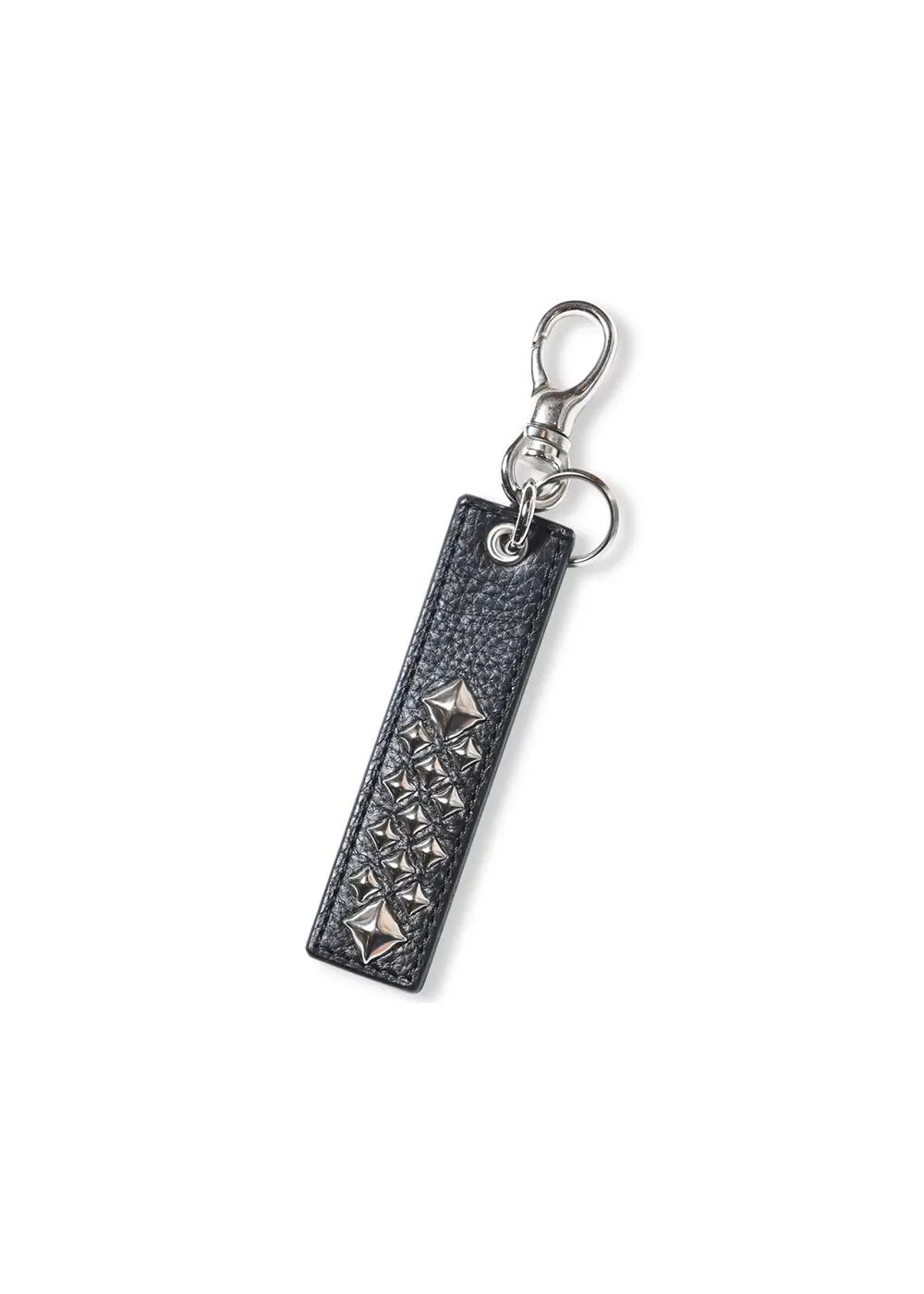 calee キーリング　キーチェーン CALEE - STUDS & KNITTING LEATHER LONG KEY RING ＜TYPE B＞ (BLACK