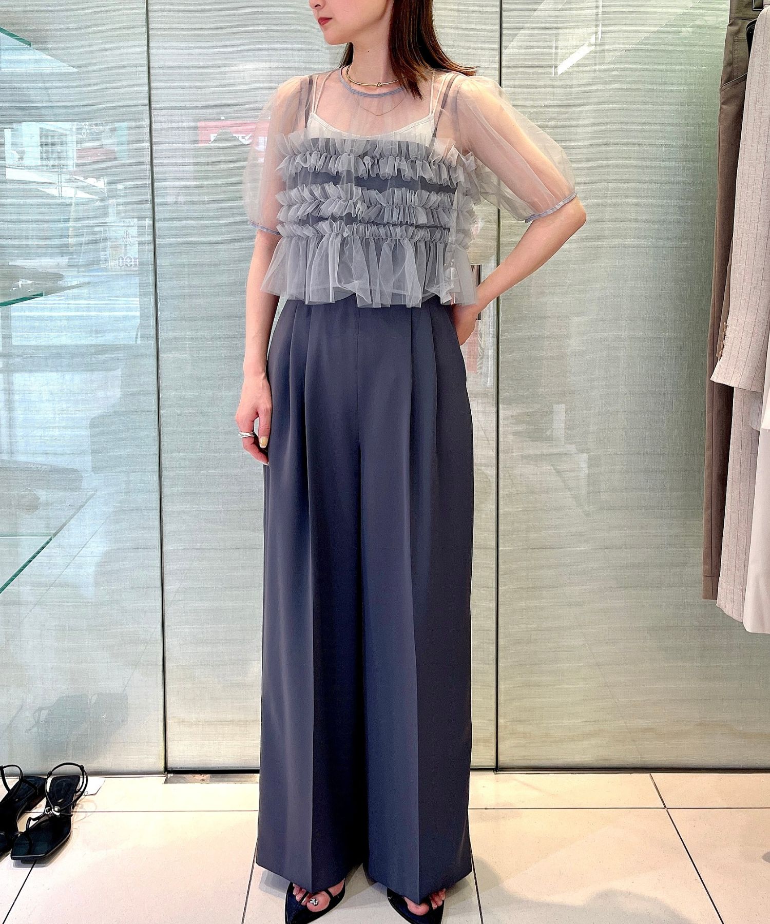 FRAY I.D - チュールブラウスセットコンビネゾン(チャコールグレー