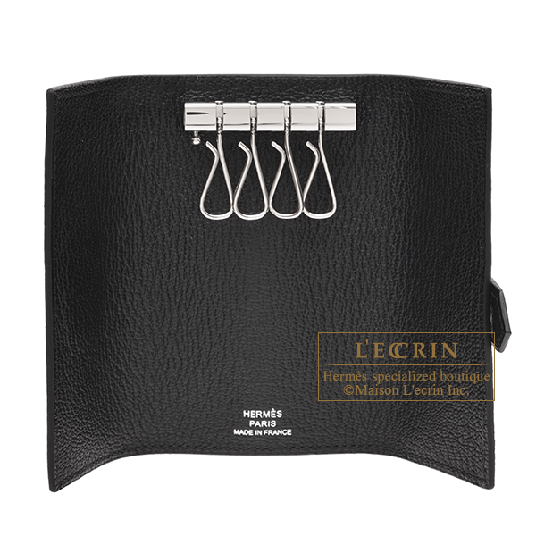 Hermes Bearn key case/4 key holder Black Chevre myzore goatskin