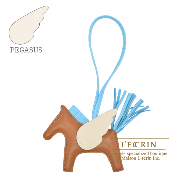 エルメス ロデオチャームペガサスPM ゴールド/セレスト/クレ