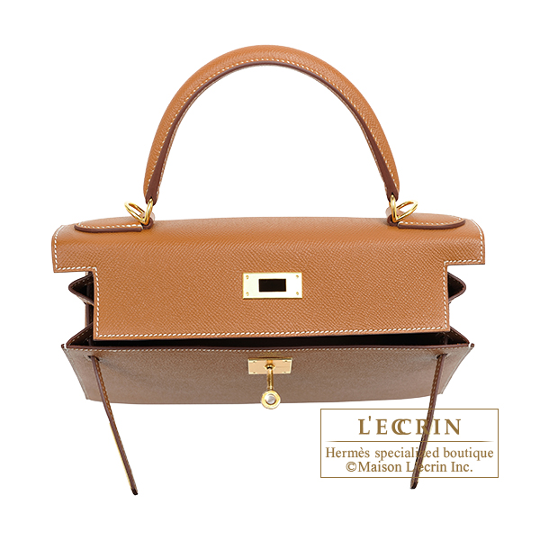 エルメス ケリー28/外縫い ゴールド ヴォーエプソン ゴールド金具
