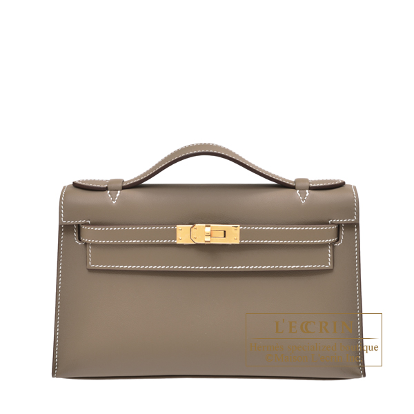 エルメス ポシェットケリー エトゥープ スイフト ゴールド金具