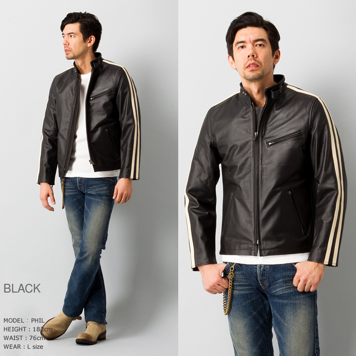 Liugoo Leathers 本革 2ラインシングルライダース メンズ リューグー