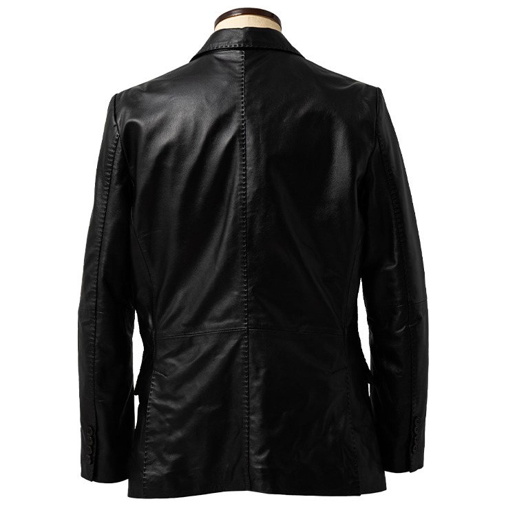 LIUGOO 本革 2ボタン テーラードジャケット レギュラーフィット