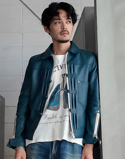 COW HIDE BLUE - レザージャケット 革ジャン 本革専門通販 リューグー